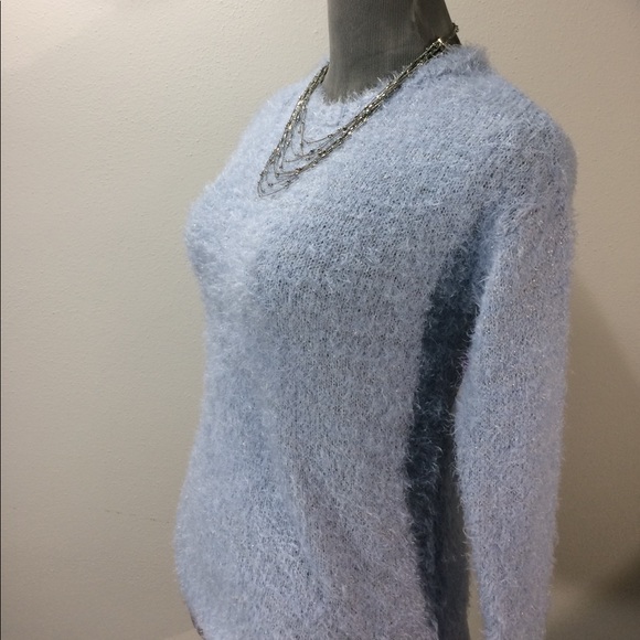 Brand new Ice blue fuzzy sweater w shine soft cozy - Picture 3 of 8